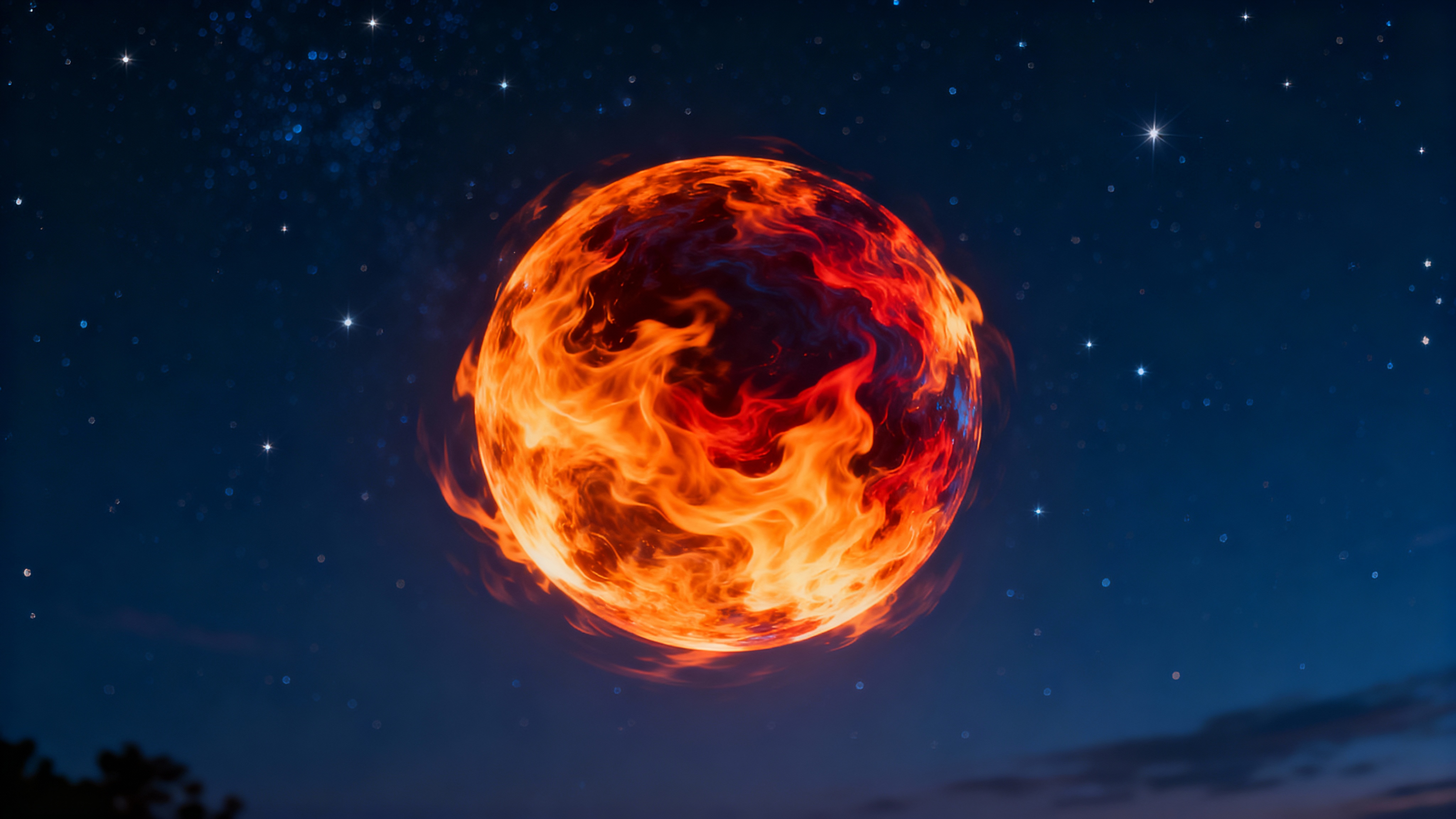 See Dream: A floating sphere made of fire slowly rotating in ...