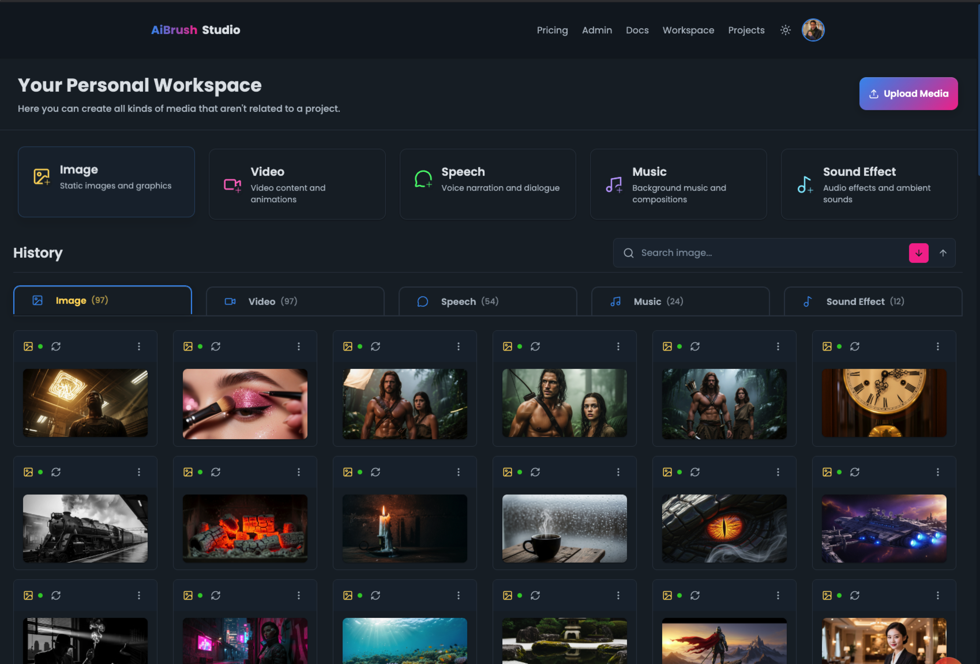 AiBrush Studio Workspace Interface